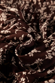 Ditsy Floral Print Split Neck Mini Dress in Coffee Brown, view 12
