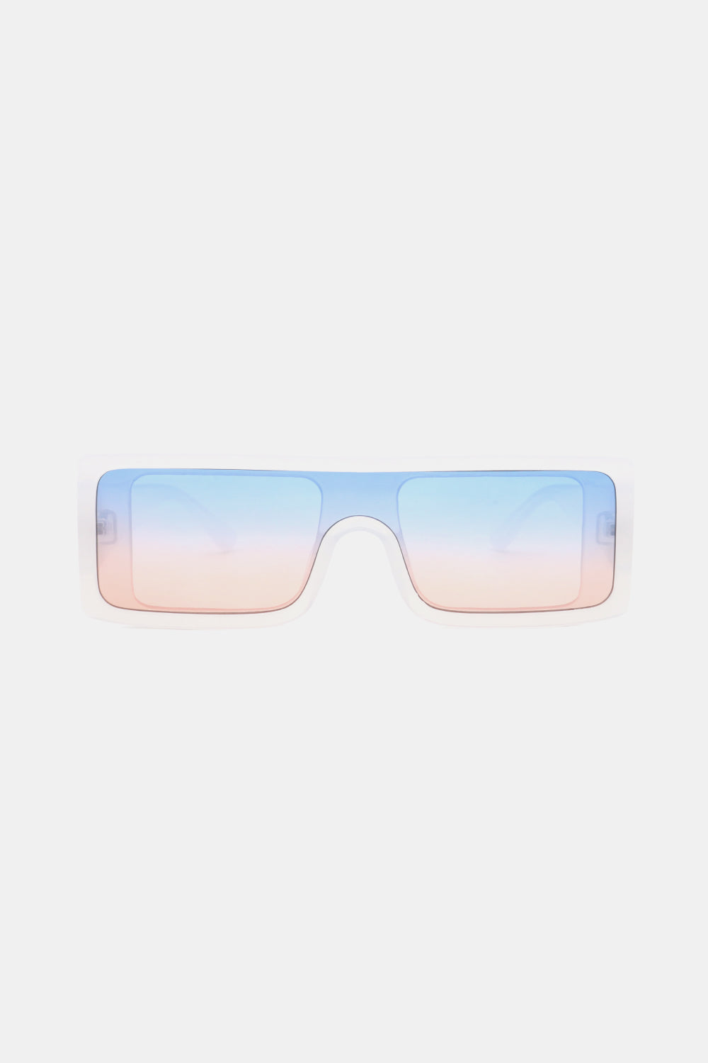 Sunset Gradient Rectangular Sunglasses in white with blue and pink gradient lenses