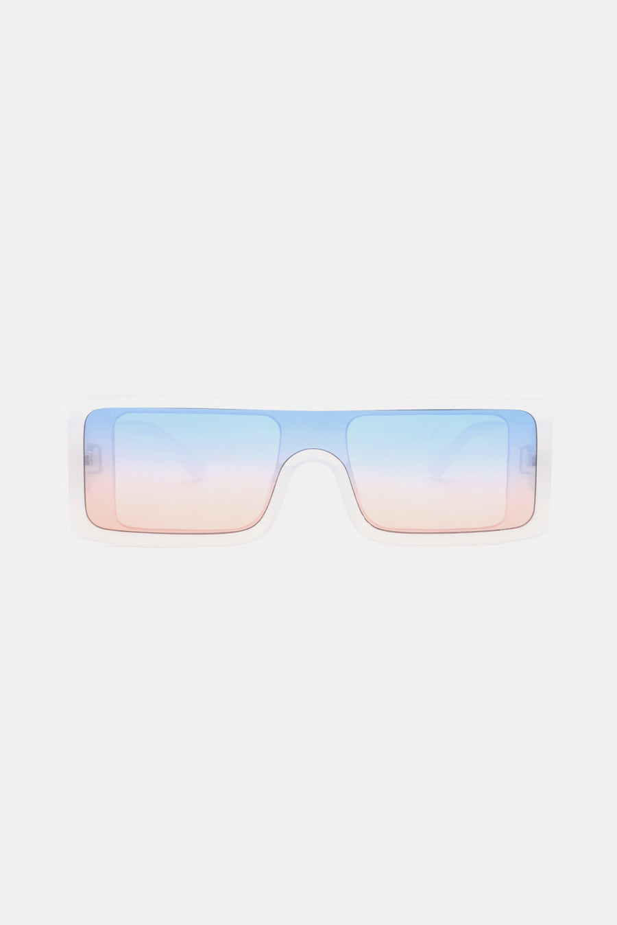 Sunset Gradient Rectangular Sunglasses in white with blue and pink gradient lenses