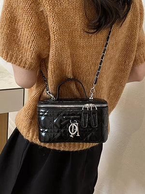 Blue Top Handle Pu Leather Crossbody Bag