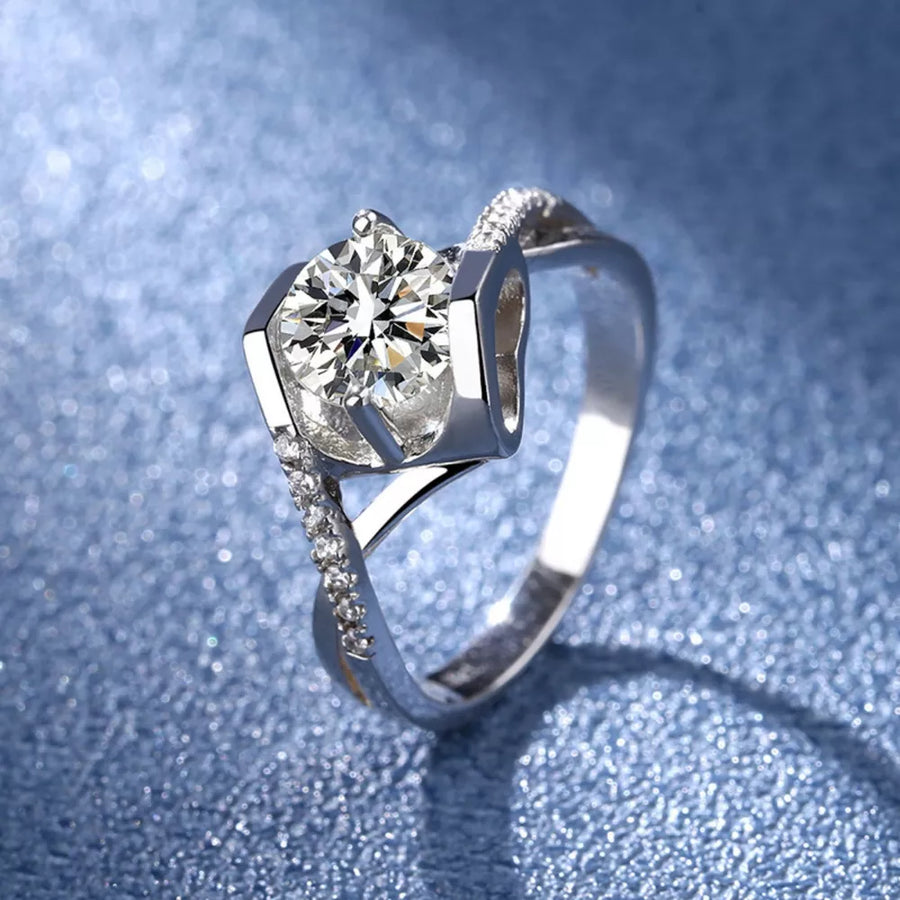925 sterling silver,Moissanite Carat weight: 1ct Care instructions: Avoid wearin ring in Silver with wrap silhouette