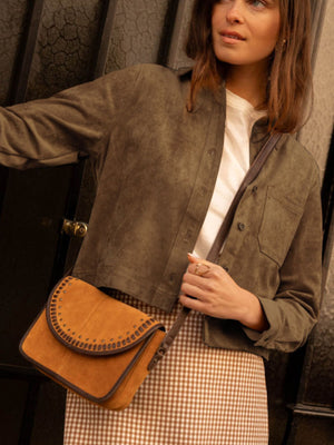 Ochre boxy trucker jacket with collared