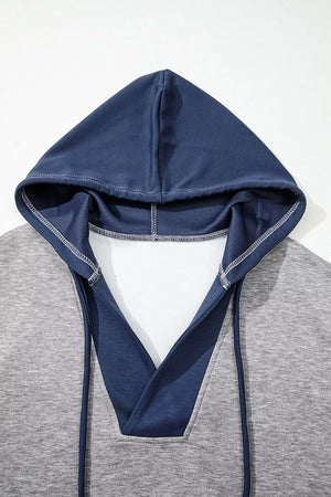 Color Block V Neck Drawstring Hoodie option 7