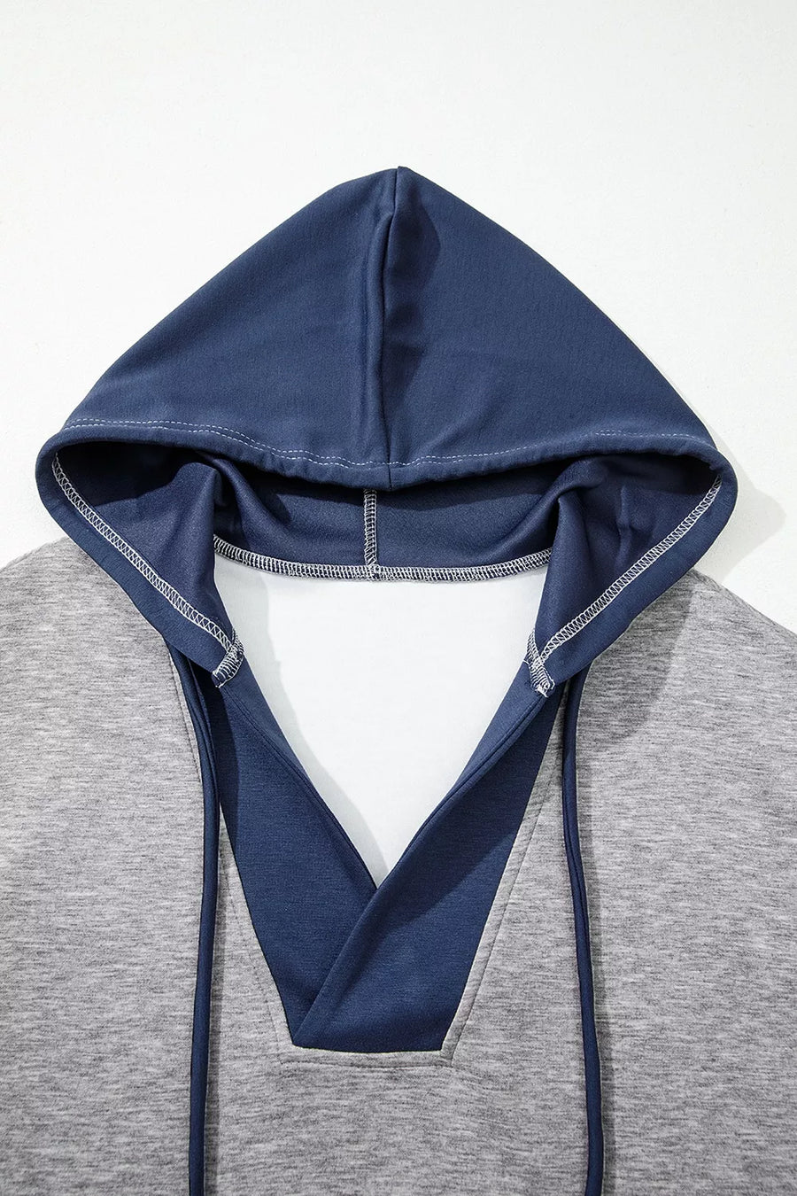Color Block V Neck Drawstring Hoodie option 7