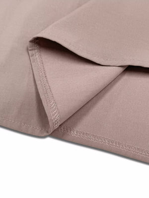 Dusty pink lightweight open front cardigan detail showing hem stitching.