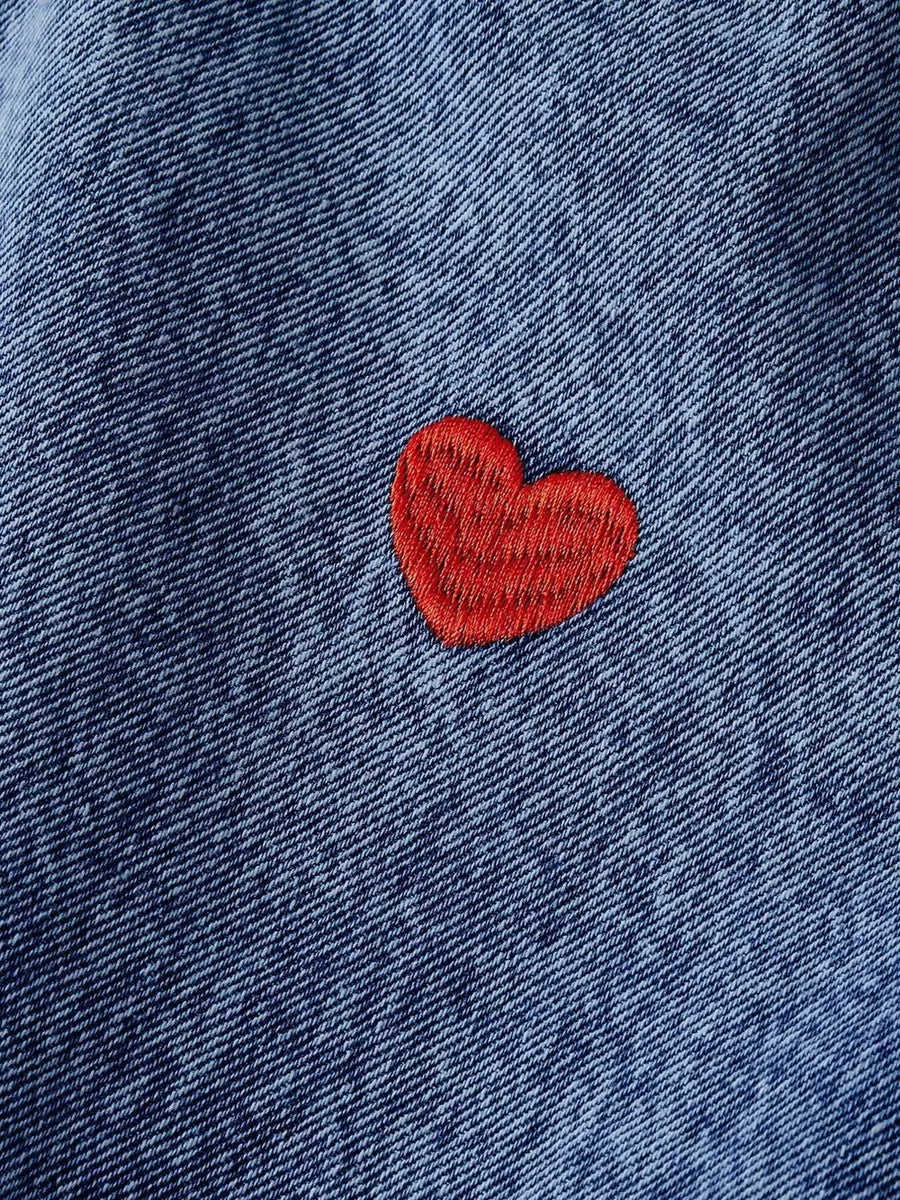Embroidered Heart Wide-leg Jeans option 3