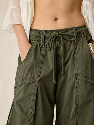 High-waisted Cargo Wide-leg Pants in Blue with high-waisted