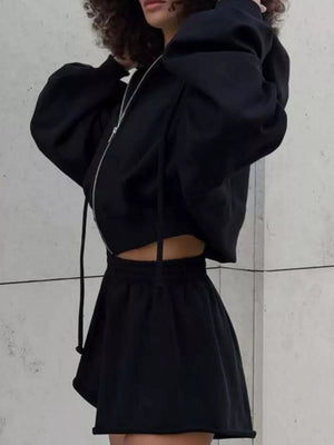 Zip-up Mini Jacket in Black, view 17