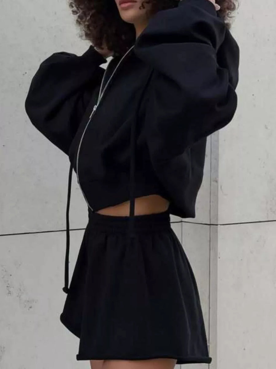 Zip-up Mini Jacket in Black, view 17