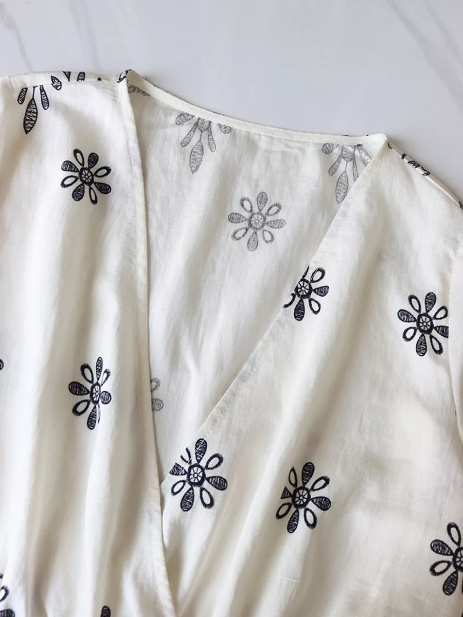 Printed Surplice Half Sleeve Romper option 5