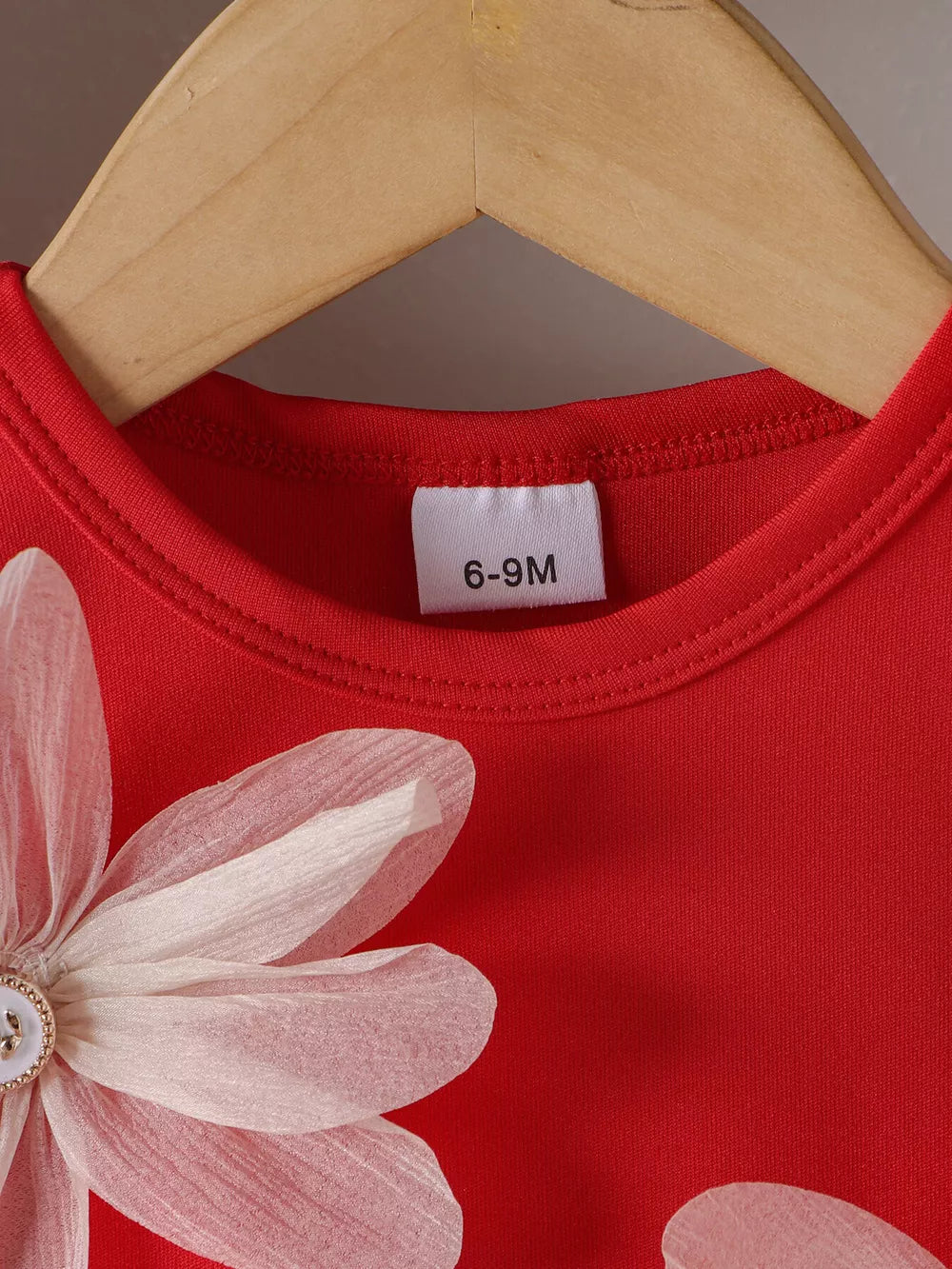 Children's Flower Sleeveless Round Neck Dress in Red