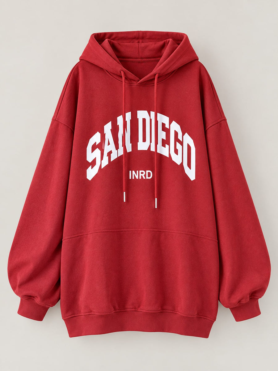 Black pullover hoodie with hip-length and pullover