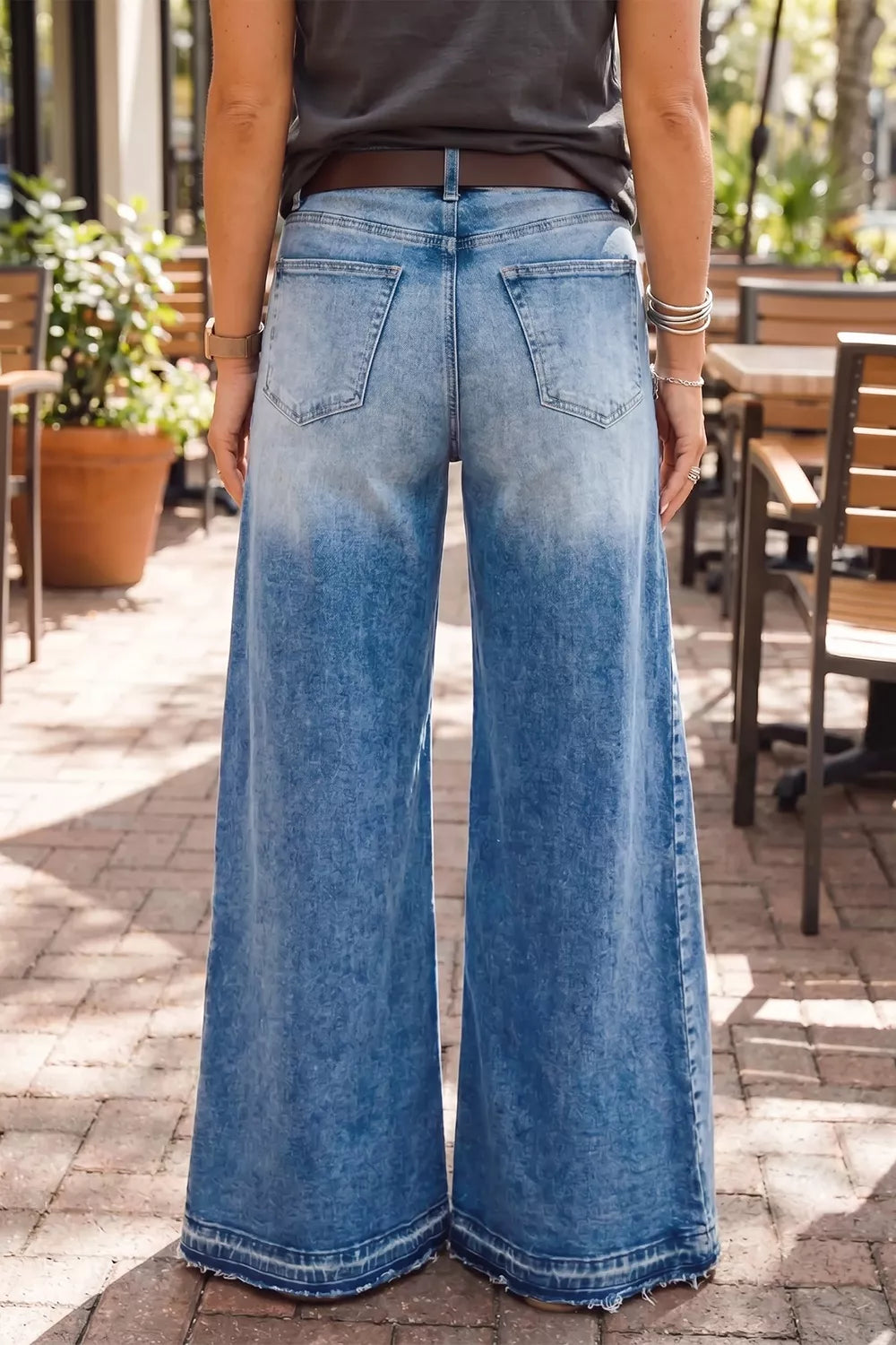 Side Seam Gathering Flare Leg Jeans in this colorway
