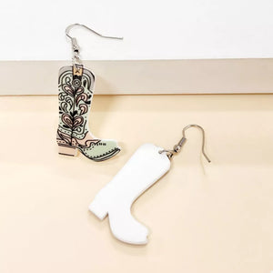 Green earrings with dangle and hook-and-eye
