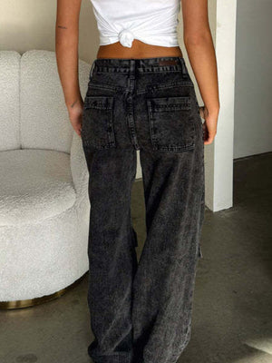 light blue wide-leg jeans