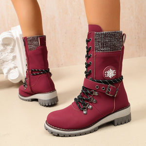 boots in Brown with round toe and mid-calf