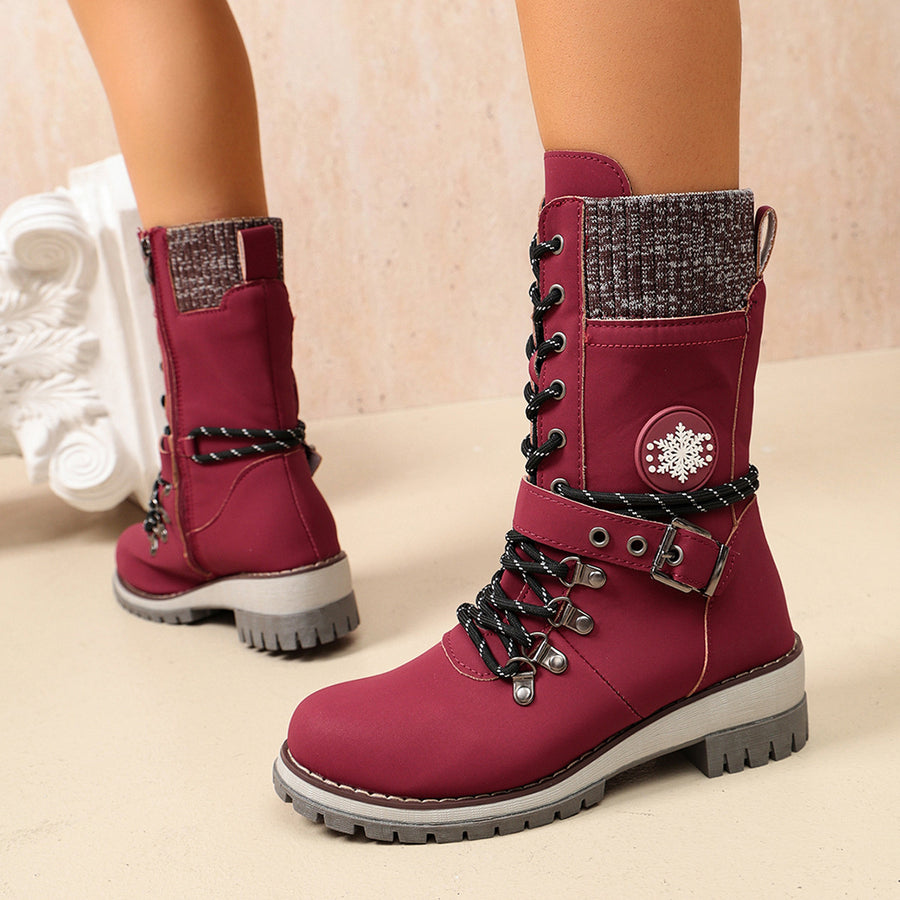 boots in Brown with round toe and mid-calf