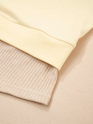 1 Faux Two Piece Patchwork Sweatshirt in Beige, 2 In 1 Faux Two Piece Patchwork Sweatshirt in 1 Faux Two Piece Patchwork
