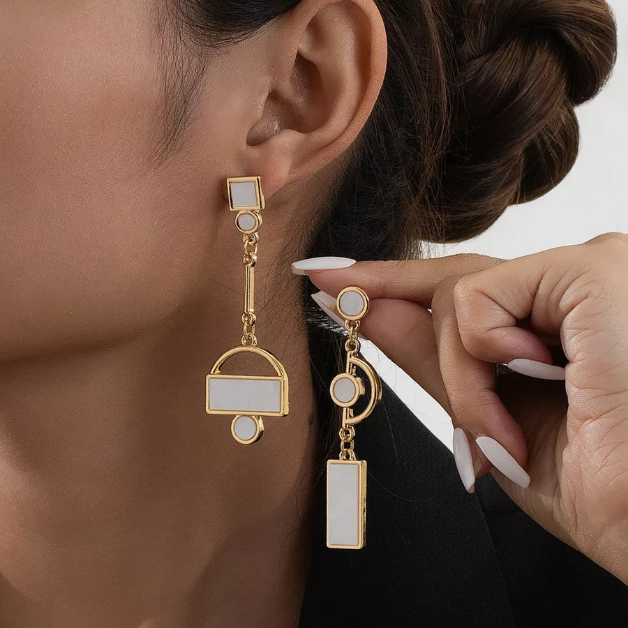 earrings featuring geometric in gold with 18K Gold-Plated,Alloy,Acrylic Care instructions: Avoid wearing during exercise