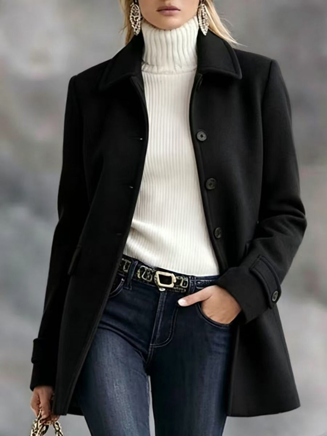 classic overcoat in Army Green with collared