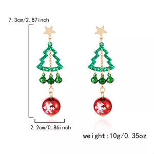earrings featuring Christmas tree and snowflake motif in gold with 18K Gold-Plated, Zinc alloy, Stainless Steel Care