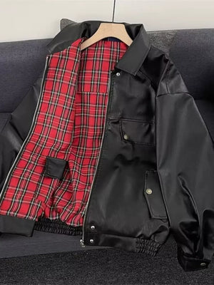 classic bomber jacket in Black with collared