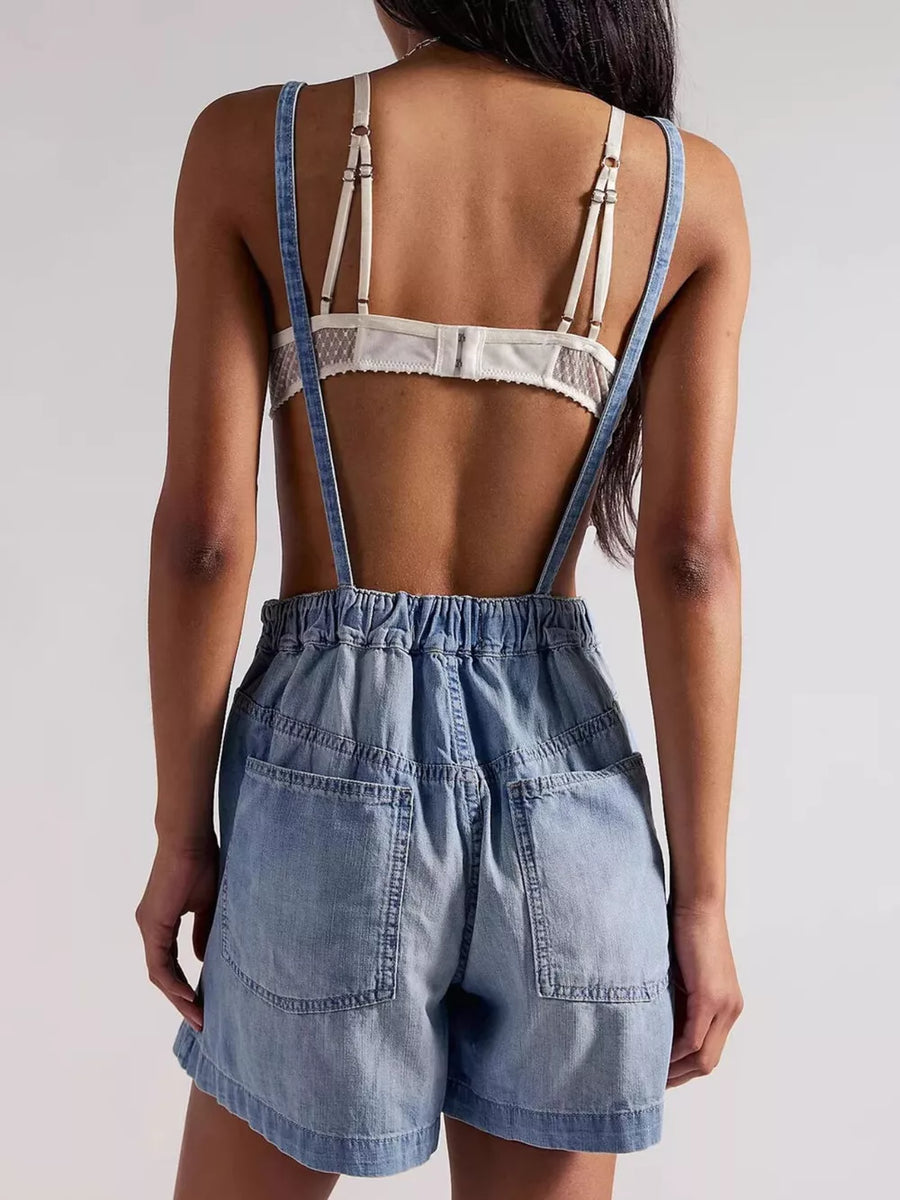 vintage-inspired overalls in Light Blue with strapless