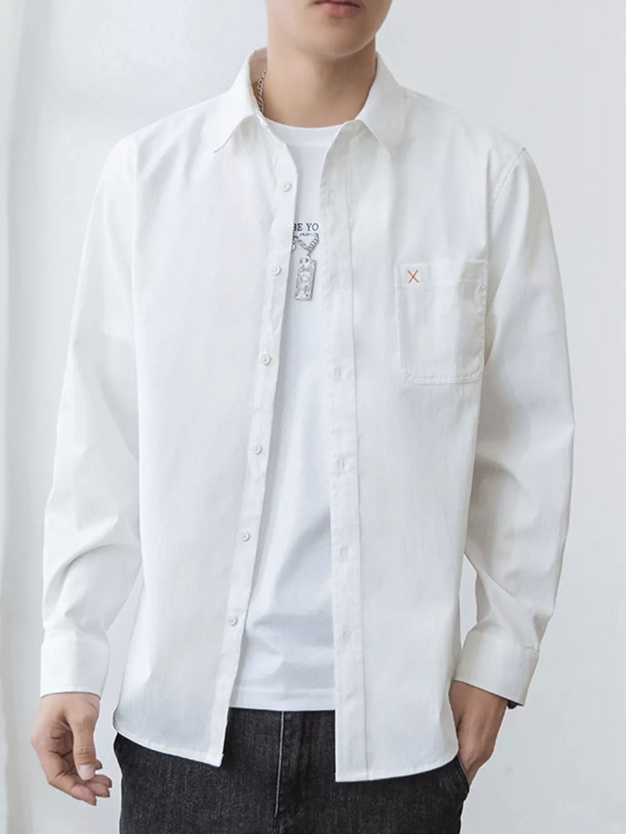 Light Green Men's Plus Size Button Up Long-sleeve Shirt