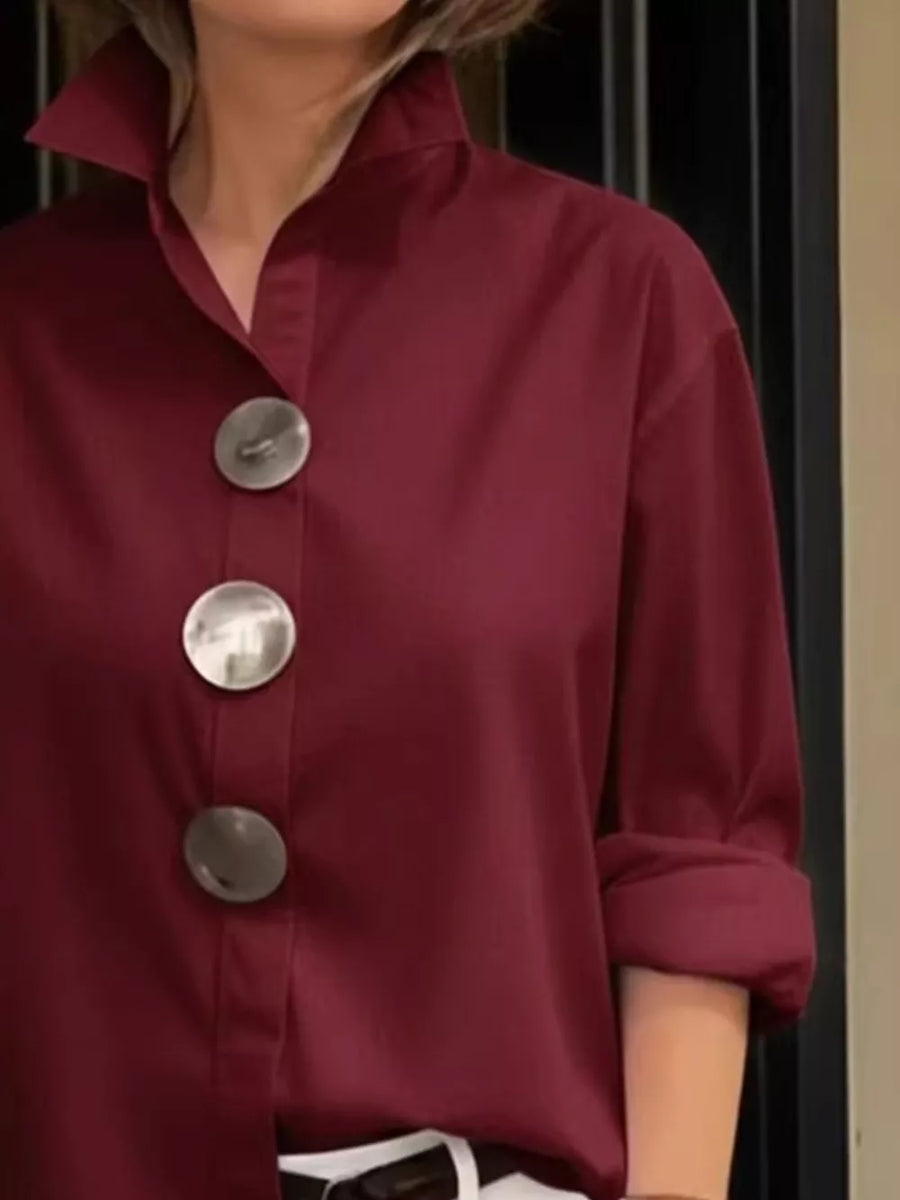 modern button-up shirt in White with collared