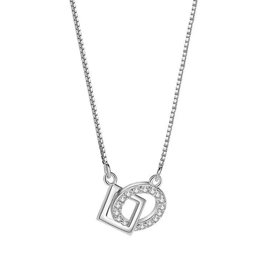 necklace featuring geometric in silver with 925 sterling silver,Zircon Care instructions: Avoid wearing during exercise, as
