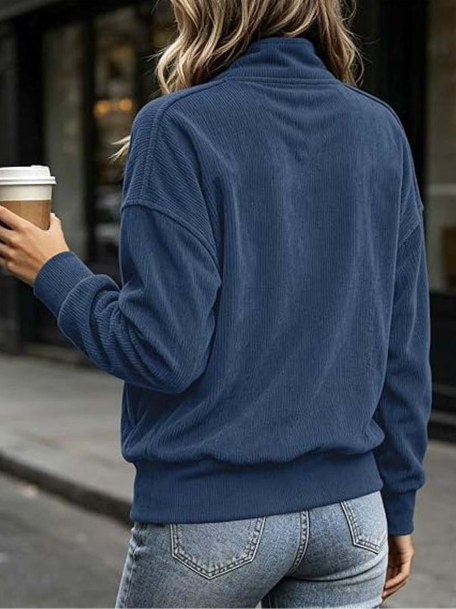 sweatshirt in Burgundy with buttoned and hip-length