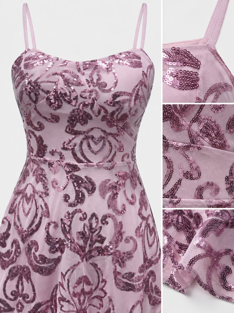 Sequin Embellished Mini Dress in Pink
