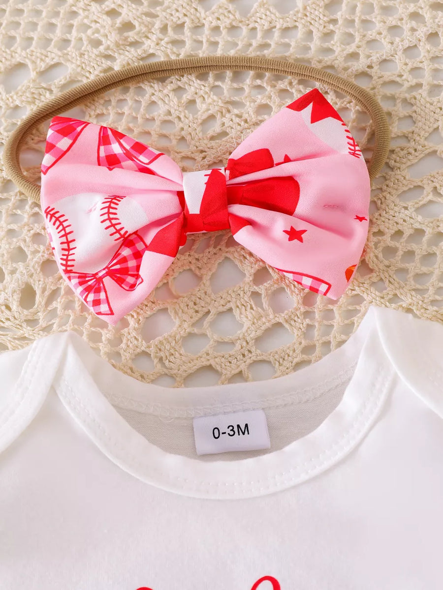 Pink Children's Letter Graphic Bodysuit And Skirt Set