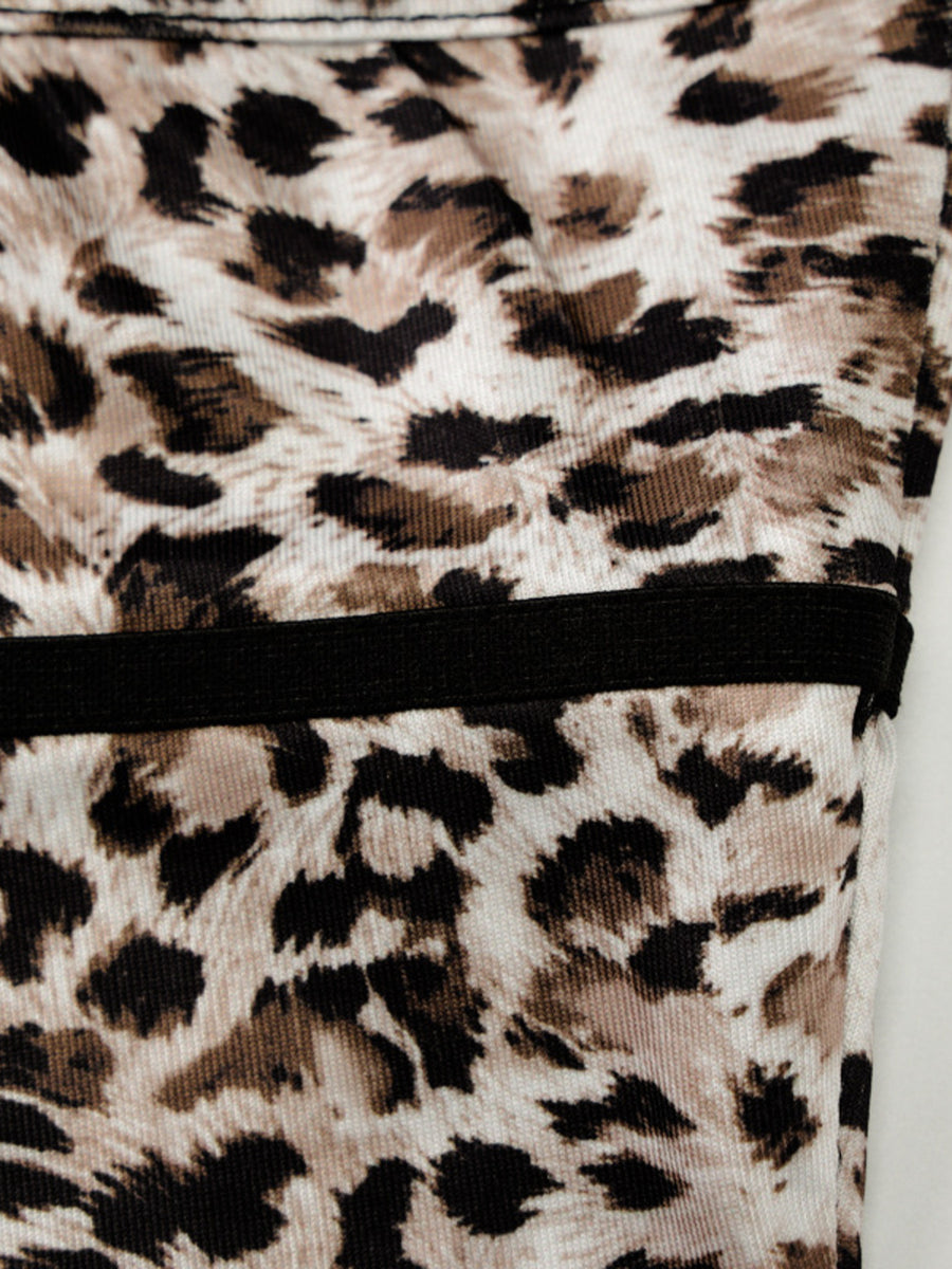 Print Lace Cami Top Tank Top with leopard print and black trim detail