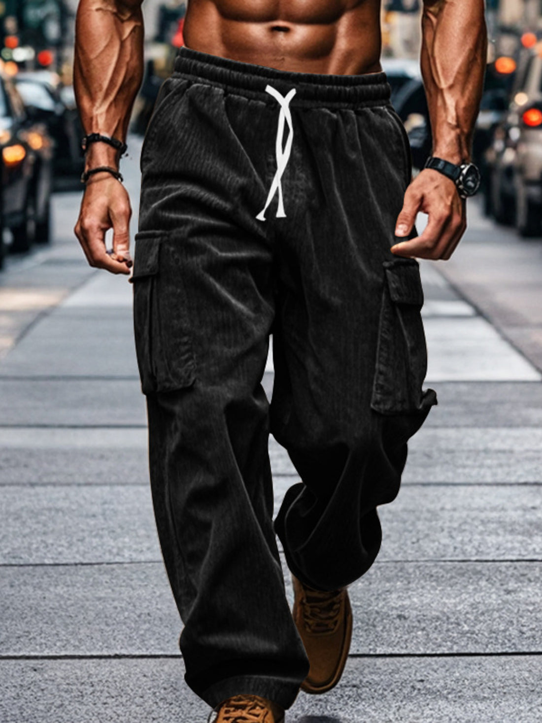 95%polyester,5%spandex Care instructions: Machine wash cold cargo pants in Light Gray with loose silhouette