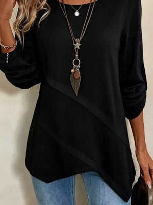 Black relaxed blouse with round neck