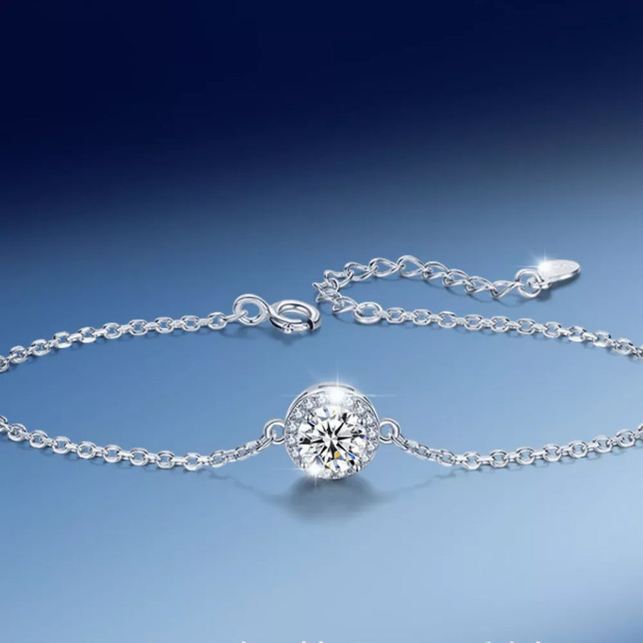 1 Carat 925 Sterling Silver Moissanite Bracelet in silver with moissanite stone