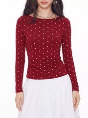 white t-shirt featuring tied and polka dot