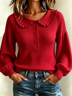 pullover sweater in Sky Blue with ribbed and hip-length