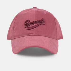 Vintage washed cotton baseball cap in Raspberry Powder with embroidered text detail.