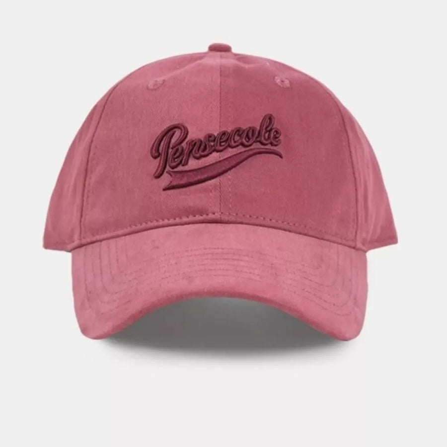 Vintage washed cotton baseball cap in Raspberry Powder with embroidered text detail.