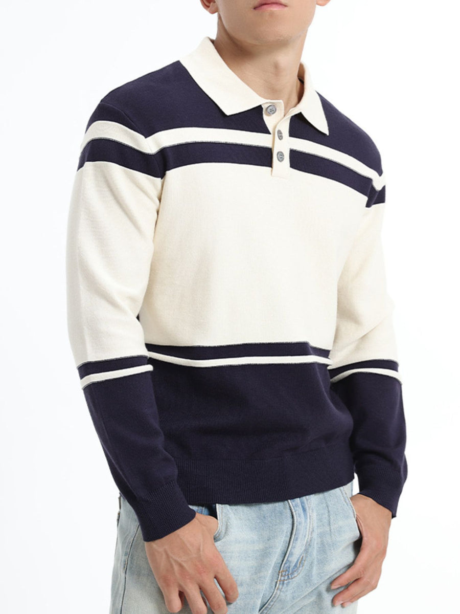 Dark Green pullover sweater with hip-length and half-button