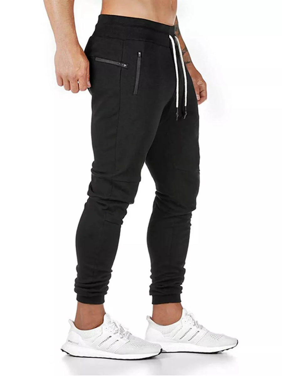 Black Men's Drawstring Slim Fit Joggers