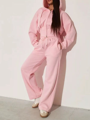 Zip-up Hoodie And Wide-leg Pants Set, view 14