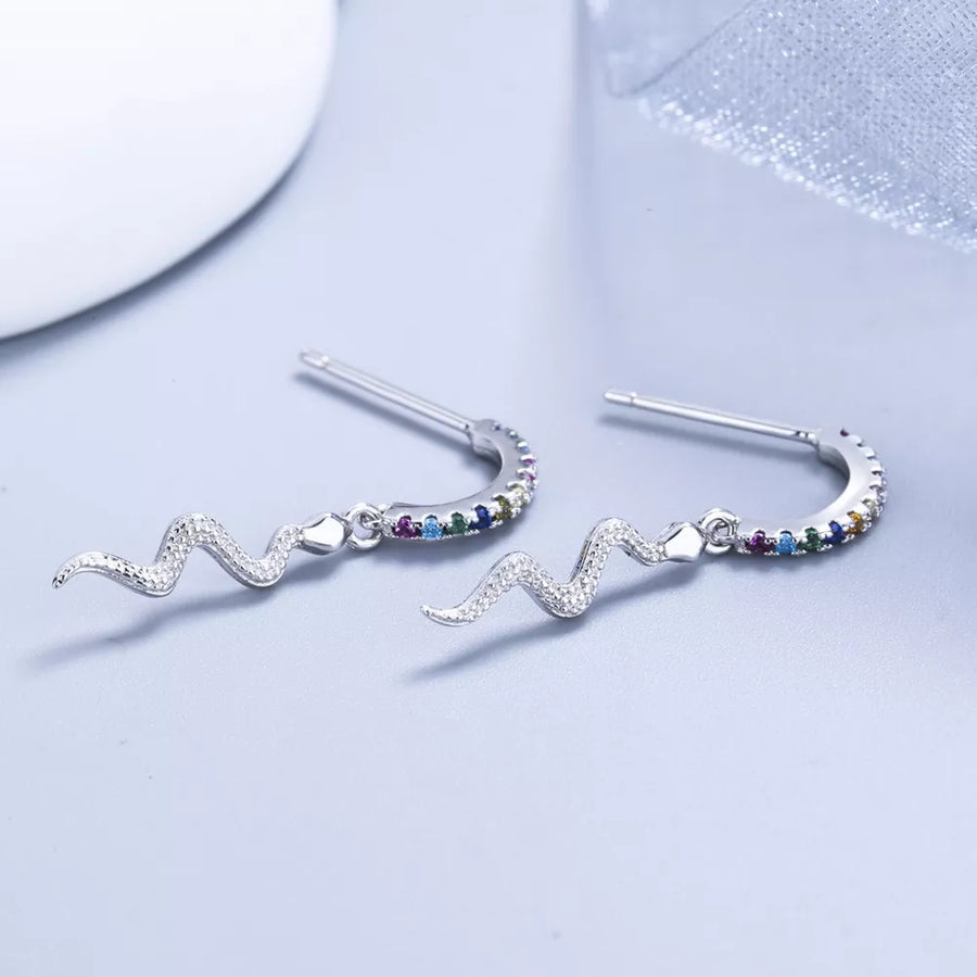 Platinum-Plated,925 sterling silver,Zircon Care instructions: Avoid wearing duri earrings in Silver with dangle silhouette