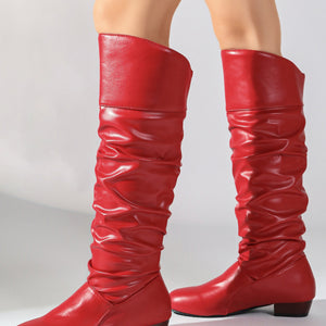 boots in Brown with ruched and knee-length