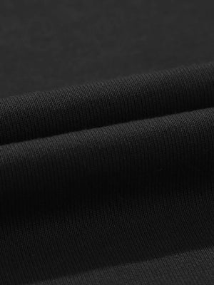 Black cotton maternity pants with a ribbed texture detail.