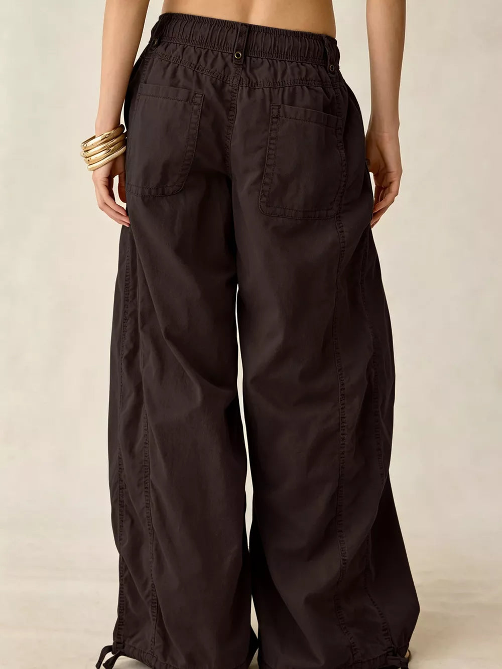 cargo pants in Purple with high-waisted and full-length