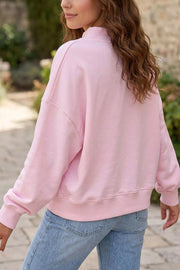 65% polyester, 35% cotton Care instructions: Machine wash cold sweatshirt in Blush Pink with relaxed silhouette