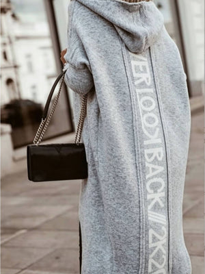 Blue cardigan with maxi and open-front